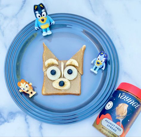 Vegan & Allergy Friendly Bluey Toast! Bluey Character Pancakes, Bluey Shaped Toast, Bluey Breakfast, Bluey Pancakes, Back To School Shopping List, Back To School Lunches, Birthday Bingo, Breakfast At Home, School Shopping List