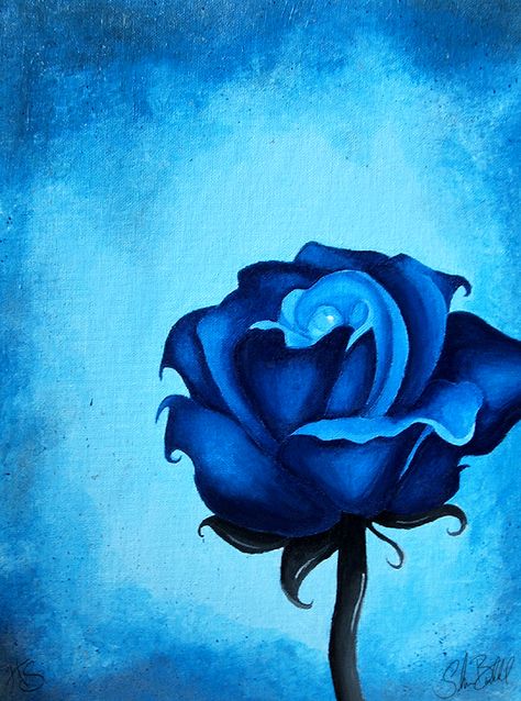 Solitary Blue by Miss-HyperShadow on DeviantArt Monochromatic Painting Easy, One Color Art, Monochromatic Painting Ideas, Visual Art Ideas, Monochromatic Flowers, Monochromatic Painting, Monochromatic Aesthetic, Green And Violet, Phthalo Blue