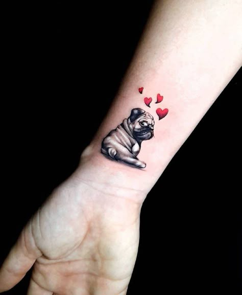 Dog Ears Tattoos, Pug Tattoo Ideas, Dog Ear Tattoo, Puppy Tattoo, Pug Tattoo, Pawprint Tattoo, Dog Tattoo Ideas, Paw Tattoo, Tattoos For Women Half Sleeve