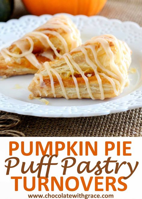 Pumpkin Hand Pies Puff Pastry, Samhain Desserts, Thanksgiving Puff Pastry, Pumpkin Puff Pastry, Pumpkin Turnovers, Puff Pastry Turnovers, Turn Overs, Pie Turnovers, Puffy Pastry