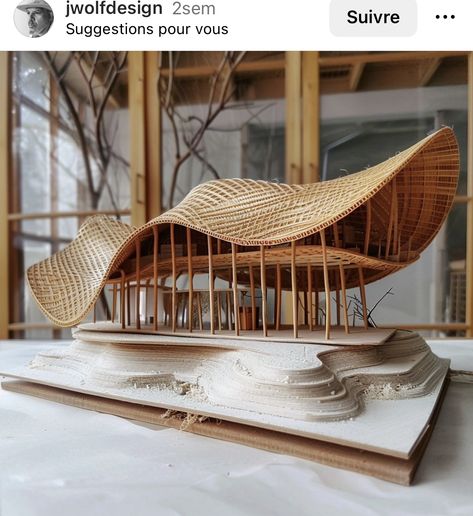 Parametric Roof Design, Parametric Roof, Weaving Architecture, Tree Building, Bamboo Roof, Architecture Drawing Presentation, Bamboo House Design, Concept Models Architecture, Bamboo Structure