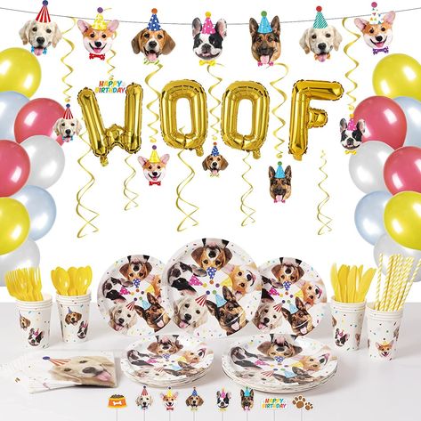 Let's Pawty Dog Themed Birthday Ideas / Paw-some Dog Birthday Party Puppy Party Decorations, Dog Themed Birthday, Dog Party Decorations, Puppy Birthday Party, Birthday Plates, Dog Themed Birthday Party, Dog Themed Parties, Puppy Birthday Parties, Birthday Plate