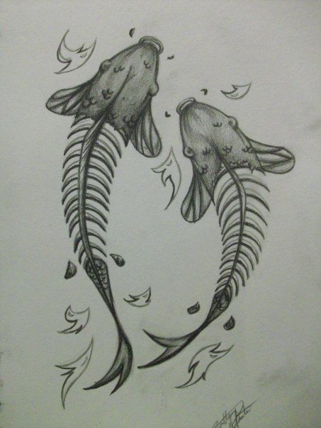 Skeleton Koi Fish Tattoo, Koi Skeleton, Fish Bones Drawings, Koi Fish Skeleton, Skeleton Fish Tattoo, Fish Bone Drawing, Fish Skeleton Drawing, Fish Skeleton Tattoo, Fish Bone Tattoo