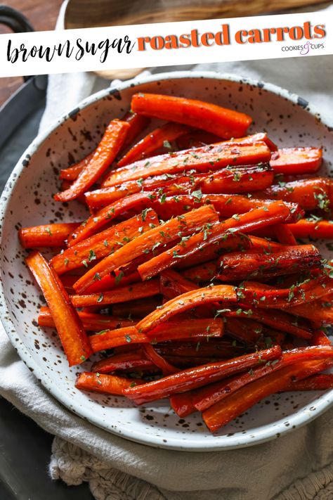 Brown Sugar Roasted Carrots, Balsamic Vinegar And Olive Oil, Brown Sugar Carrots, Pecan Bread, Cookies And Cups, Roasted Carrots Recipe, Recipe Cookies, Carrot Cookies, Carrots Recipe