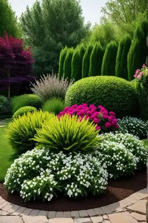 Edge Garden Ideas, Front House Landscaping Modern, Landscaping Natural, Backyard Deck Ideas, Shrubs For Landscaping, Beautiful Gardens Landscape, Creative Backyard, Large Backyard Landscaping, Front Garden Landscape