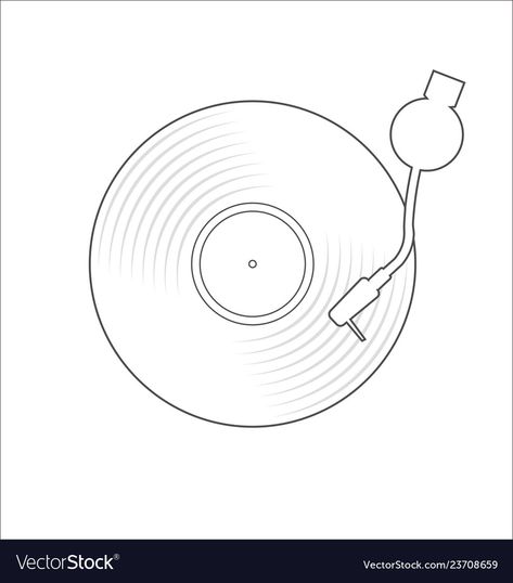 Vinyl Drawing Simple, Vinyl Record Drawing Simple, Vynil Record Drawings, Record Drawing Simple, Record Player Tattoo Simple, Vinyl Record Drawing, Record Doodle, Vinyl Sketch, Record Sketch