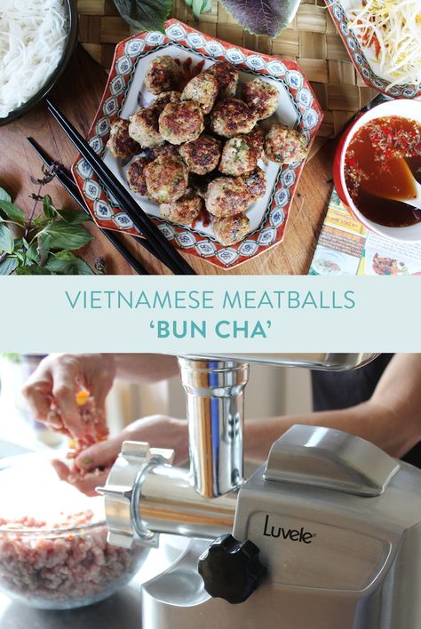 VIETNAMESE MEATBALLS – Luvele AU Luvele Recipes, Vietnamese Meatballs, Meatballs Paleo, Pork Meatball, Meatball Seasoning, Chili Salad, Vermicelli Rice, Sausage Maker, Vietnamese Style