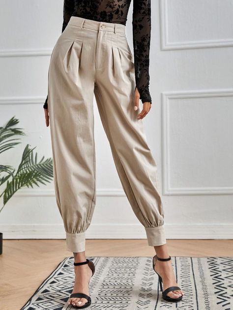 SHEIN High Waist Carrot Pants | SHEIN USA Carrot Pants Outfit, Carrot Trousers, Carrot Pants, Women Bottoms, Green Pattern, Shein Style, Pants Outfit, Autumn Summer, Summer Fall