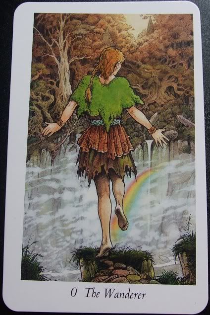 Wildwood Tarot - The Fool (the wanderer) Wild Wood Tarot, Wildwood Tarot, Tarot The Fool, Modern Witchcraft, Tarot Interpretation, Fortune Telling Cards, The Hierophant, The Wanderer, Animal Symbolism