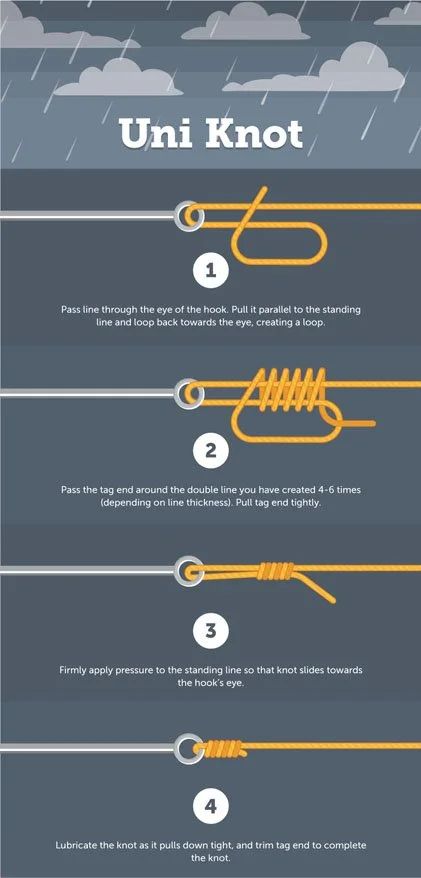 7 Easy Carp Fishing Knots - The Carp Hideout Tying Fishing Knots, Uni Knot, Hemgjord Glass, Fly Fishing Knots, Fishing Hook Knots, Camping Knots, Trout Fishing Tips, Knots Guide, Tie A Knot