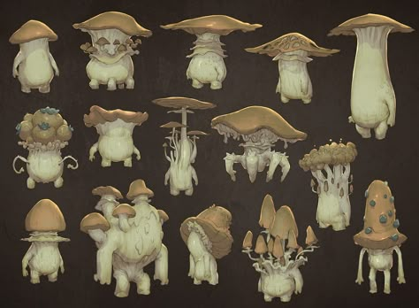 Mushroom Folk Dnd, Character Design Mushroom, Mushroom Environment, Mushroom Folk, Mushroom Creature, Forest Monster, Mushroom People, Cartoon Mushroom, Mushroom Drawing