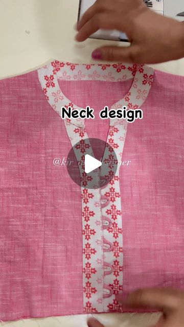 Easy Placket Tutorial, Neck Placket Tutorial, Collar Stitching Tutorial, Placket Tutorial, Collar Kurti Design, Collar Kurti, Placket Design, Frocks Design, Sewing Tips And Tricks