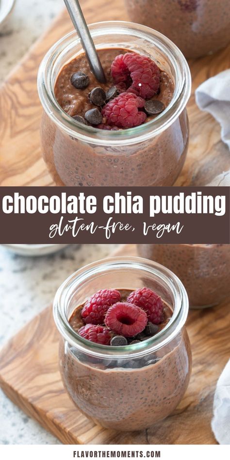 Chocolate Chia Seed Pudding is rich and creamy with no refined sugar or dairy! It's a healthy breakfast, snack or dessert that's great for meal prep! #mealprep #healthy #chiapudding Chocolate Chia Pudding Recipes, Healthy Vegan Dessert, Chia Seed Pudding Recipe, Banana Chia Pudding, Chocolate Chia Seed Pudding, Chia Seed Recipes Pudding, Mini Dark, Chocolate Chia Pudding, Meal Prep Snacks