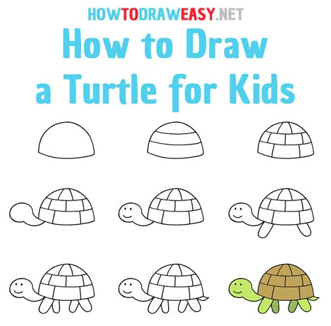 How to Draw a Turtle Step by Step #Turtle #TurtleDrawing #EasyTurtleDrawing #TurtleDrawingEasy #HowtoDrawaTurtle #TurtleDrawingforKids #HowtoDrawaTurtleforKids #SeaTurtle #SimpleTurtleDrawing #AnimalsDrawings #AnimalDraw How To Draw A Turtle Step By Step Easy, How To Draw For Preschoolers, How To Draw A Turtle Easy, How To Draw A Turtle Step By Step, Turtle Directed Drawing, Easy Turtle Drawing, Draw A Turtle, Trin For Trin Tegning, Turtle Drawing