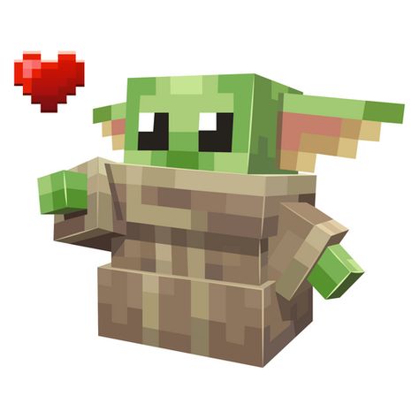 Green Mandalorian, Minecraft Panda, Baby Yoda Sticker, Minecraft Baby, Minecraft Stickers, Minecraft Pig, Yoda Sticker, Capas Minecraft, Yoda Wallpaper