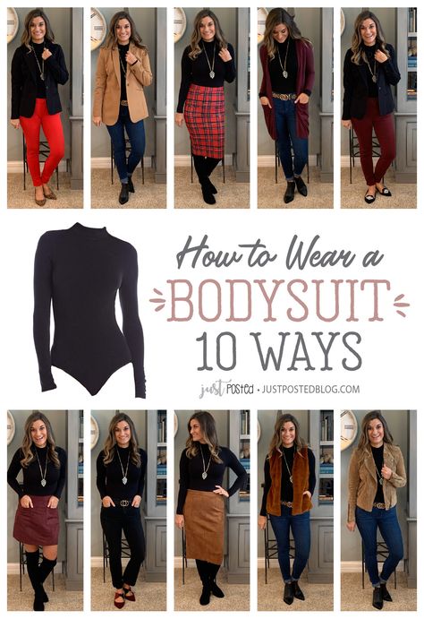 How to Wear One Black Bodysuit 10 Ways – Just Posted Black Bodysuit Outfit Winter, Bodysuit Outfit Winter, How To Wear A Bodysuit, Black Bodysuit Outfit, Bodysuit Outfit, Fashion Capsule Wardrobe, Body Suit Outfits, Utila, Dress For Success