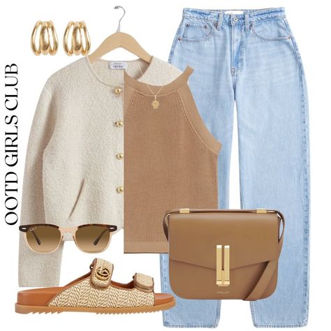 1 beautiful cardigan, paired with a tapered jean and new season Gucci sandals! Style Light Blue Jeans, Birkenstocks Outfits, Light Jeans Outfit, Glitter Cardigan, Smart Casual Women Outfits, Smart Casual Women, Gucci Sandals, Chic Summer Outfits, Light Jeans