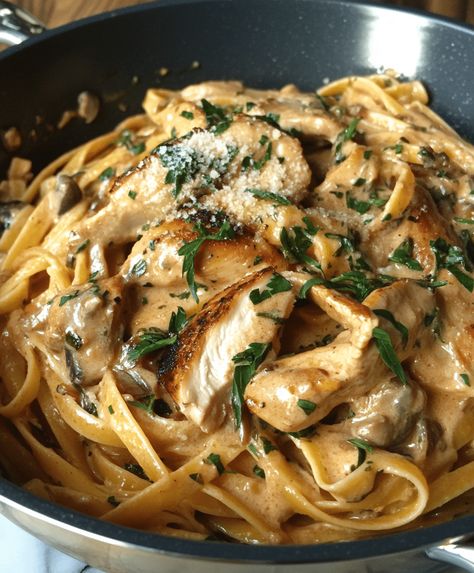 Chicken Marsala Pasta Recipe - easyrecipepage.com Chicken Marsala Pasta Recipe, Marsala Pasta, Chicken Marsala Pasta, Creamy Chicken Marsala, Chicken Mushrooms, Flavorful Dinner, Special Occasion Food, Marsala Wine, Chicken Marsala