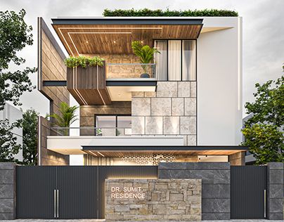 Small House Art, Design For Small House, Residence Elevation, 3d Front Elevation, Residential Architecture Facades, Front Elevation Design, Dental Office Design Interiors, Ultra Modern Homes, Facade Architecture Design