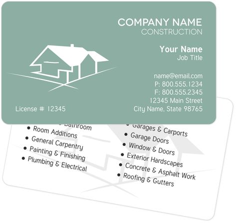 Remodeling Contractor Business Cards Contractor Business, Construction Company Logo, Business Card Stand, Vertical Business Cards, Room Additions, Printing Business Cards, Room Doors, Logo Images, Construction Company