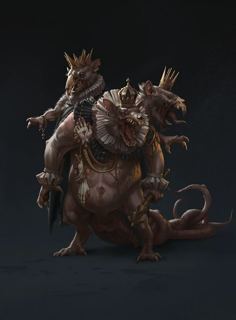 Rat King, Alexander Shatohin on ArtStation at https://www.artstation.com/artwork/v1Dk9A Rat King, A Rat, Dnd Monsters, Age Of Sigmar, 다크 판타지, Fantasy Races, Monster Concept Art, Dungeons And Dragons Homebrew, Fantasy Monster