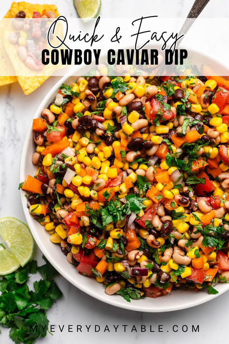 cowboy caviar Caviar Dip Recipe, Cowboy Caviar Dip Recipe, Easy Cowboy Caviar, Weight Watchers Lemon Bars, Cowboy Caviar Dip, Caviar Dip, Easy Bean Dip, Cowboy Salad, Cowboy Caviar Recipe