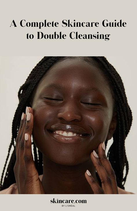 Picture of a model smiling while touching the sides of her face Makeup Removal Routine, Face Cleansing Routine, Exfoliating Products, Hydrating Face Cleanser, Products For Sensitive Skin, Popular Skincare, Skincare Guide, Acne Prone Skin Care, Double Cleanse