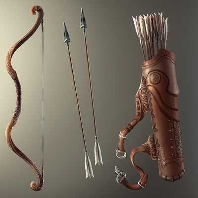 Ancient Greek Bow And Arrow, Mystical Bow And Arrow, Fantasy Bow And Arrow Concept Art, Bow And Arrow Fantasy Art, Fantasy Bow And Arrow, Fantasy Arrow, Fantasy Bow, Archer Characters, Dnd Druid