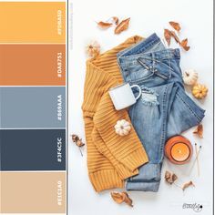 Colour Combinations Fashion, Boyfriend Sweater, Color Combinations For Clothes, Color Schemes Colour Palettes, Color Palette Design, Color Balance, Color Inspo, Yellow And Blue, Colour Palettes