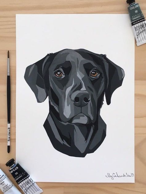 Pet Portrait  Black Labrador Portrait Pet Artwork  Dog - Etsy Labrador Illustration, Labrador Portrait, Labrador Artwork, Pet Artwork, Labrador Art, Dog Portraits Art, Digital Painting Portrait, Dog Artwork, Gouache Art