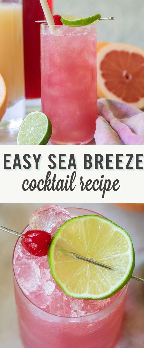 Looking for a delicious summer cocktail? This classic Sea Breeze Cocktail recipe is one of the easiest to make! You only need 3 ingredients! This mixed drink is perfect for an afternoon by the pool or after a pickleball match! Sea Breeze Cocktail, Cranberry Cocktail Recipe, Orange Juice Cocktails, Pool Cocktails, Easy Mixed Drinks, Yummy Summer Cocktails, Pool Drinks, Party Punch Recipes, Cranberry Juice Cocktail