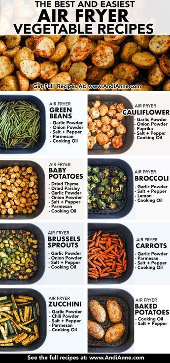 These 6 air fryer side dish recipes are quick and easy staples that can be paired with almost any meal. From baked potatoes in the air fryer to crispy broccoli, brussels sprouts, carrots, green beans, cauliflower, and baby potatoes, we’ve got you covered! Individual Serving Food Ideas, Easiest Air Fryer Recipes, Clean Food Recipes Easy, Air Fryer Diet Recipes, Air Fryer Healthy Meals, Meal Prep Sauces, Air Fry Veggies, Best Veggies To Eat, Air Fryer Cook Times