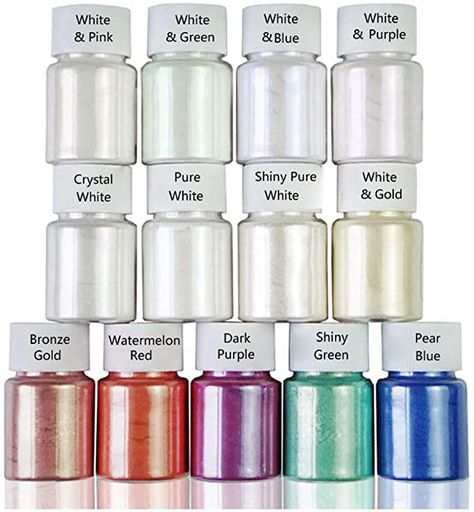 planuuik 13 Colors Aurora Resin Powder Mica Pearlescent Pigments Colorant Jewelry Making: Amazon.co.uk: Kitchen & Home Soap Colorants, Mud Bath, How To Make Slime, Resin Jewelry Making, Pigment Powder, Resin Projects, Bronze Gold, Mica Powder, Purple Crystals