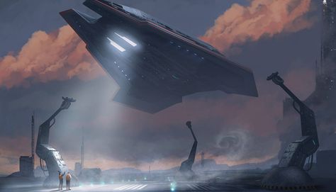 "Landing Zone" by #JorgeOliveira.  #sciencefiction #scifi #spaceship Spaceship Landing, Star Wars Ships Design, Landing Zone, Conceptual Artwork, Sci Fi Spaceships, Sci Fi Design, Science Fiction Illustration, Spaceship Concept, Space Ships