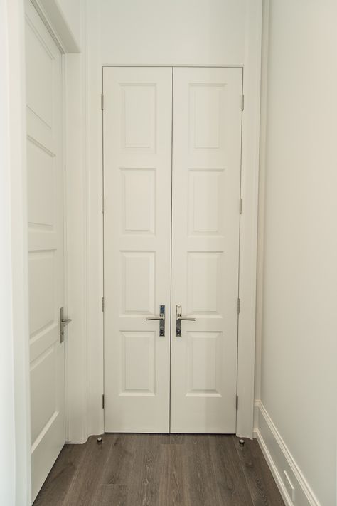 The Different Types of Closet Doors and Which Ones You Should Get | Riverside Millwork Double Doors Interior Modern Bedrooms, Double Door Bedroom, Types Of Closet Doors, Bathroom Double Doors, Interior Double Door, Moulding Door, Double Closet Doors, Space Saving Doors, Custom Interior Doors