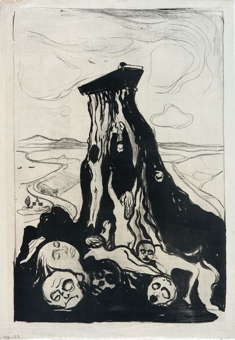 Sørgemarsj / Funeral March , 1897. Litografi / Lithography. Dimensions: 556 × 375 mm #munchmuseet #EdvardMunch #MUNCH German Expressionism, Amedeo Modigliani, Edvard Munch, Expressionist Art, 12 December, Art Plastique, Art Moderne, Art History, Madonna