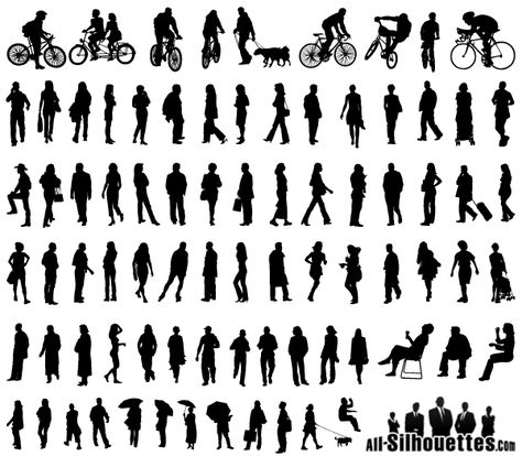 Free Vector Silhouettes of People Standing, Sitting, Walking Silhouettes Of People, Person Silhouette, Pebble Art Family, Tree Textures, Silhouette People, Architecture People, Seni Dan Kraf, People Icon, People Walking