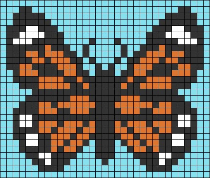 Butterfly Pixel Art 32x32, Small Butterfly Pixel Art, Alpha Patterns Butterfly, Butterfly Grid Pattern, Pixel Art Butterfly, Butterfly Pixel Art, Pixel Butterfly, Simple Pixel Art Patterns, Butterflies Wings