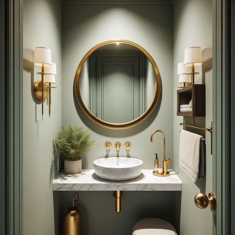 17+ Sage Green Bathroom Ideas for a Dreamy, Serene Space 🌿 Sage Powder Room Ideas, Sage Green And Gold Bathroom Ideas, Sage Green Powder Room Ideas, Sage Colored Bathroom, White Bathroom With Green Accents, Green Spa Bathroom Ideas, Brown And Green Bathroom, Small Green Bathroom Ideas, Sage Bathroom Ideas