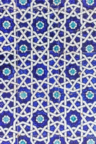 size: 12x8in Photographic Print: Blue Tiles by Photolovers : Persian Mosaic, Egyptian Tiles Pattern, Arabic Tiles Pattern, Blue Moroccan Tile, Greek Tile Pattern Blue And White, Blue Morracon Tile, Islamic Tiles, Portuguese Tile, Turkish Tiles