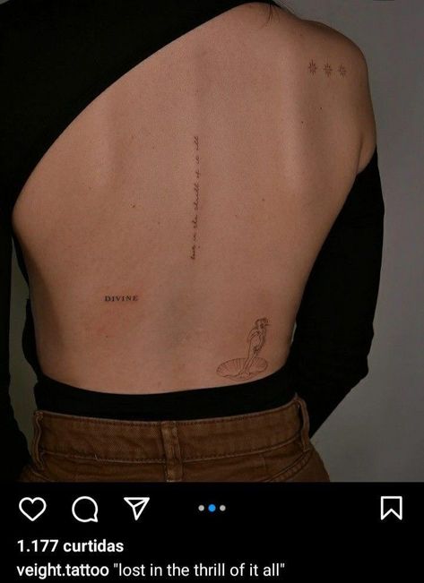 Parenthesis Tattoo, Stability Tattoo Symbols, Lower Back Quote Tattoo, Multiple Back Tattoos Women, Minimalistic Back Tattoo Women, Back Tattoo Collage, Lightning Tattoo Women Hip, Sticker Tattoo Back, Back Minimalist Tattoo Women