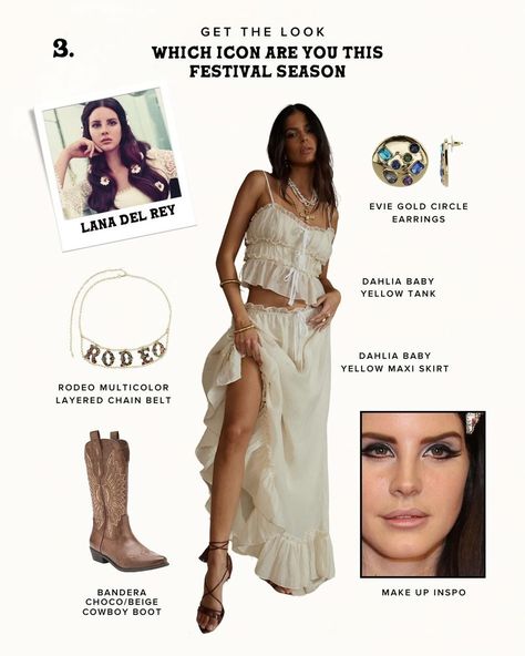 Find your festival muse in our 2024 get the look series featuring celebrity style icons 🤍 Dress like the women you are inspired by #shop12thtribe #FashionMuses #2024Festivals Hot Festival Outfit, Boho Style 2024, Pendleton Round Up, Yellow Maxi Skirts, Coachella 2024, Newsletter Ideas, Festival Fits, Country Festival, Celebrity Style Icons