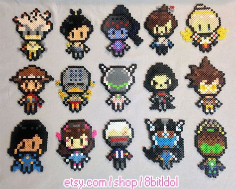 Overwatch Pixel Figure Perler Bead Sprite by 8bitIdol 3d Pixel Art, Hama Art, Perler Creations, 3d Pixel, Pixel Beads, Perler Art, Perler Crafts, Perler Beads Ideas, Diy Perler Bead Crafts