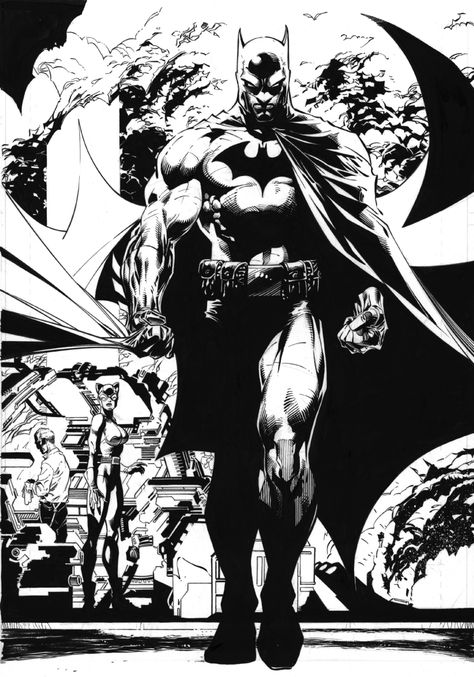 Jim Lee Batman pencils as sample inks by Ken Branch Comic Art Jim Lee Batman, Art Dc Comics, Batman Painting, Jim Lee Art, Batman Drawing, Batman Tattoo, Black And White Comics, Batman Poster, Batman Artwork