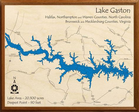 Lake Gaston, Lake Gifts, Farewell Party, Farewell Parties, Lake Decor, Family Outings, Lake Map, Lake Art, Nautical Chart