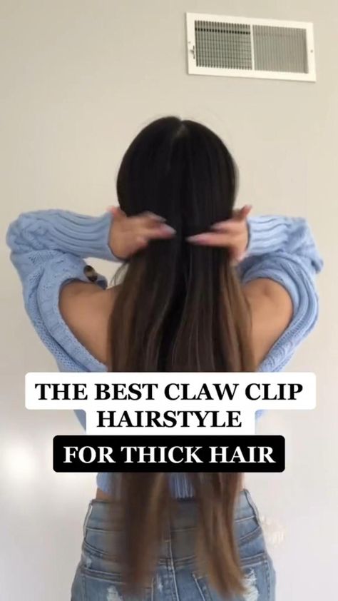 Hairstyles With Small Clips, Waist Length Hairstyles, Clip Hairstyles Thick Hair, Claw Clip Hairstyles Thick Hair, Best Hairstyles For Thick Hair, Thick Hairstyles, Tips For Thick Hair, Claw Clip Hairstyle, Hairstyles Thick Hair