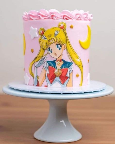 Sailor Moon Cake Ideas, Pastel Sailor Moon, Sailor Moon Cakes, Sailor Moon Party, Sailor Moon Birthday, Sailor Moon Wedding, Galaxy Cake, Anime Cake, Sailor Moon Tattoo