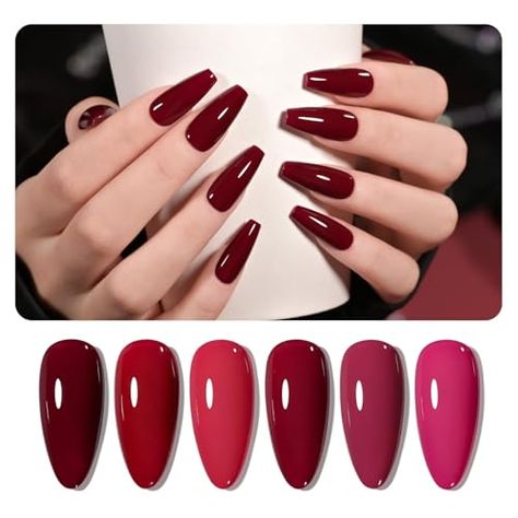 Raspberry Nail Color, Milky White Gel Nail Polish, Sheer Gel Polish, Raspberry Nails, Magenta Nails, Nails Hot Pink, Halal Nail Polish, Gel Nail Set, White Gel Nails