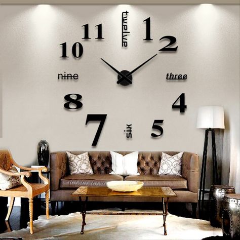 I don't think they put much time into this design Wall Clock Sticker, 3d Wall Clock, Interior Design Minimalist, 3d Mirror, Diy Wand, Diy Wall Clock, Number Wall, Black Wall Clock, Mirror Wall Clock