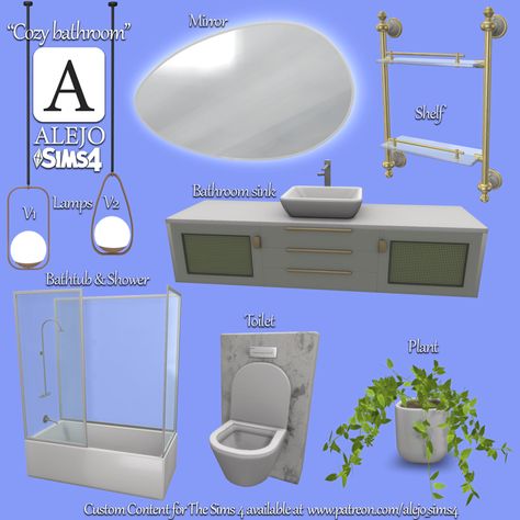 Sims 4 Shower Tub Combo Cc, Sims 4 Shower Cc Patreon, Sims 4 Bathroom Cc Patreon, Sims 4 Cc Furniture Bathroom, Shower Bath Combo, Cozy Bathroom, Bathtub Walls, Modern Toilet, Marble Tile Floor